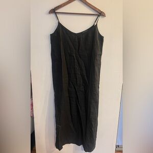 SAKS FIFTH AVENUE Women’s Black 100% Linen Sleeveless Casual Midi Dress Size M